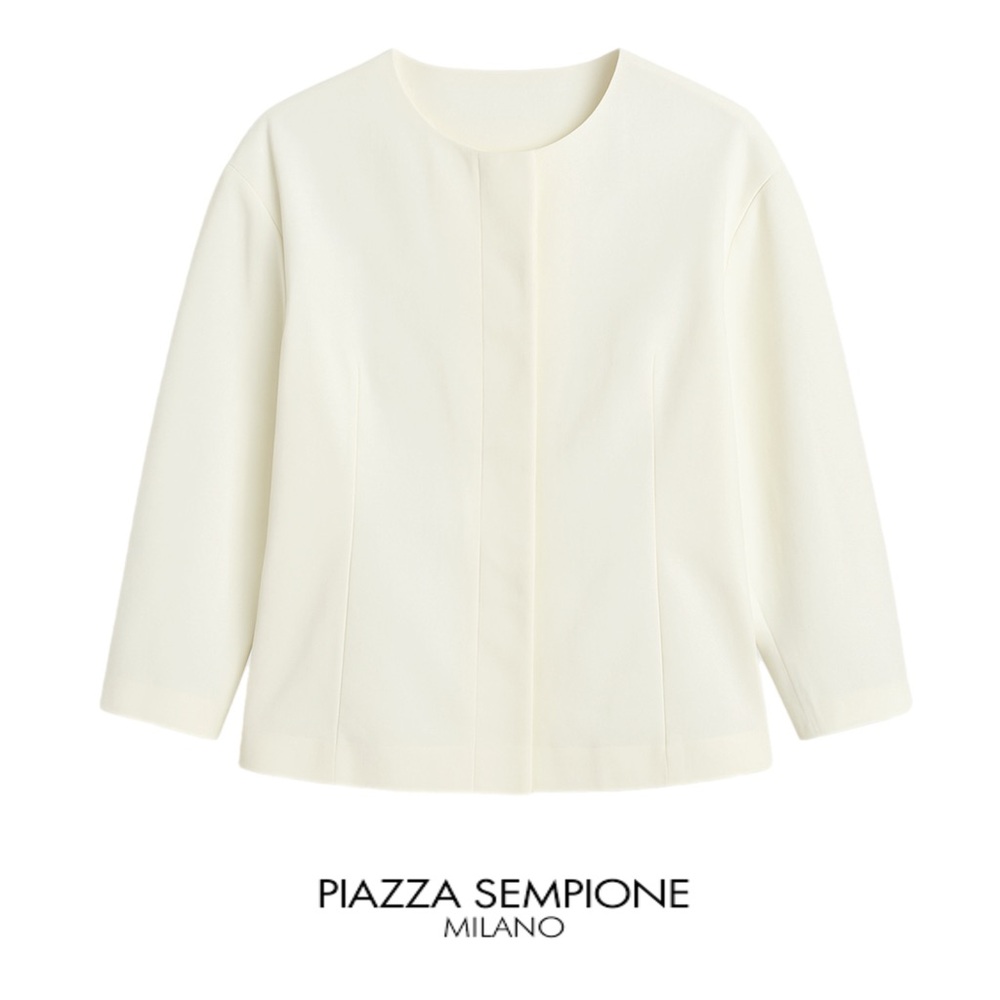 NEW Piazza Sempione Open Mandarin Hidden Button Blazer